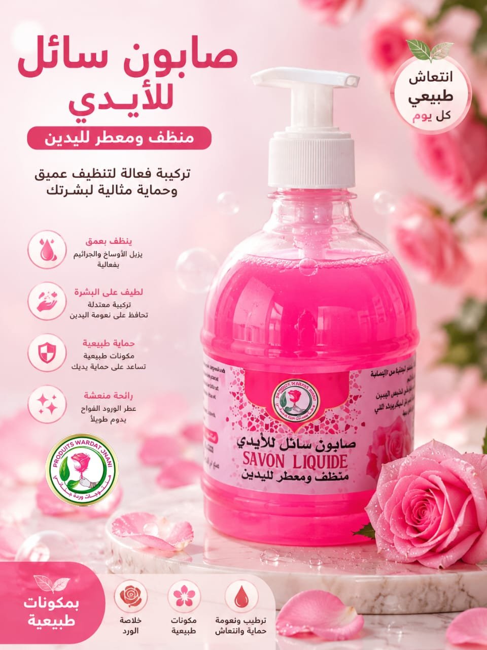 Savon liquide à la rose 250ml